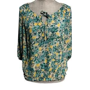 Guess Los Angeles Colorful Blouse Small S Quarter Sleeve